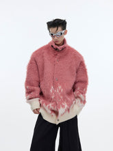 Metal Button Gradient Stand Collar Knit Sweater - COPPING THREADS - ArguE CulturE